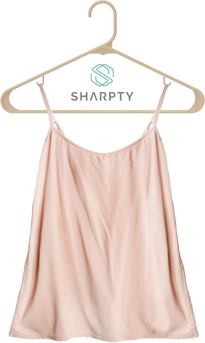 Sharpty Plastic Hangers Clothes Hangers for Clothing, Closet, Coats & Shirts - Durable, Thick, Tough & Space Saving - for Everyday Standard Use, Room Essentials & Basics - 60 Pack - Beige