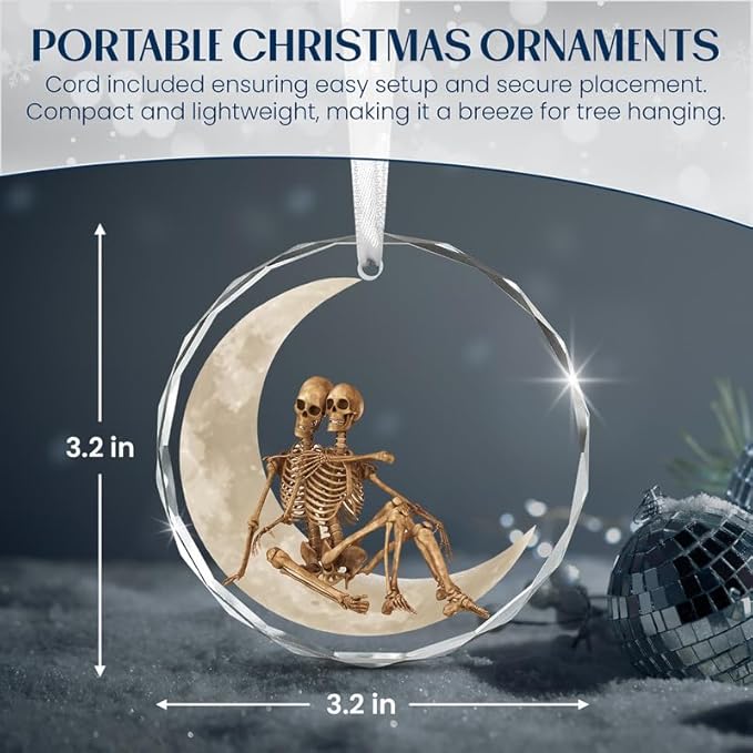 Christmas Couple Skull Gifts for Women Men - Glass Christmas Ornaments 2025 for Tree Decorations - Couple Gifts for Him Her Wife Husband Boyfriend Girlfriend, Stocking Stuffers Ornament