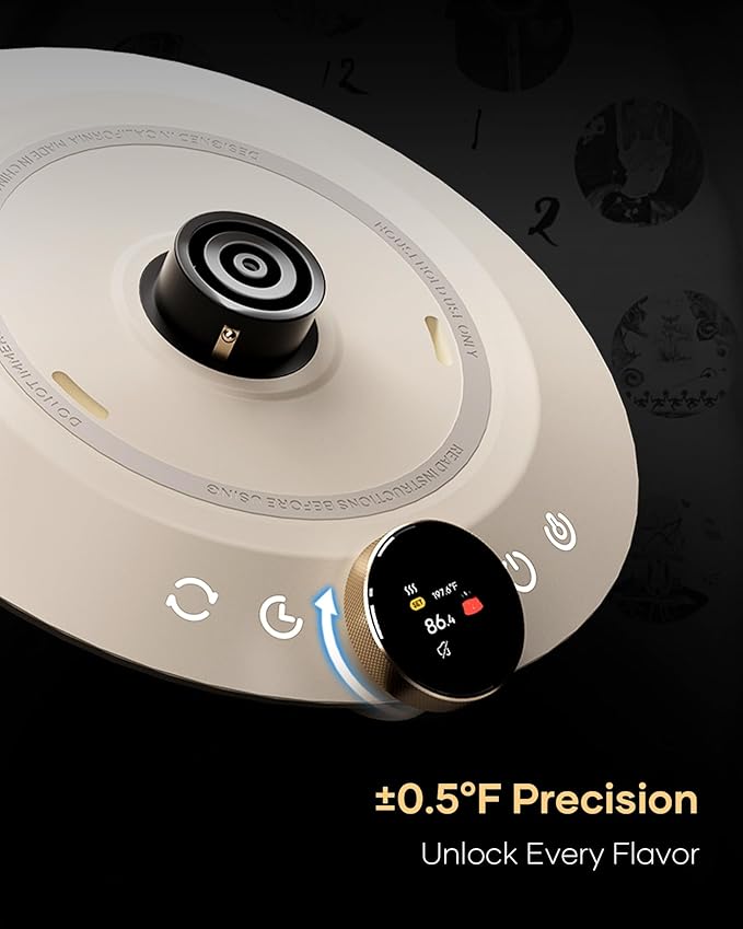 Cocinare FLOW M6 Pro Electric Gooseneck Kettle, ±0.5℉ Temperature Control for Pour-over Coffee & Tea, Stainless Steel Interior, Quick Heating for Boiling Water (Dali)