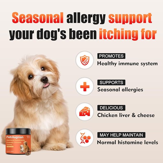 Allergy & Itch Relief for Dogs | Allergy, Itchy Skin & Immune Support with Salmon Oil, Quercetin, Colostrum and Probiotics -Nutritional Supplements 200 Soft Chews