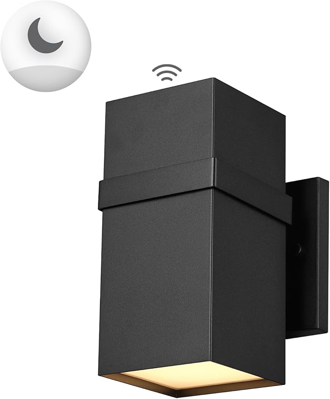 GLOBE Electric 60000180 9W LED Integrated Dusk to Dawn Outdoor Wall Sconce, Matte Black, 500 Lumens, 2700 Kelvin, 80 CRI