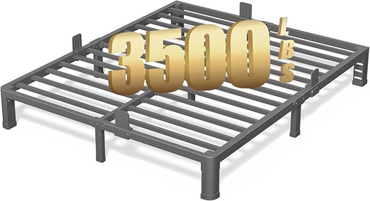 FUIOBYVV 6 Inch King Bed Frame with Rounded Corner and Headboard Hole Mattress Retainers 3500 LBS Metal Heavy Duty Steel Slats Support No Box Spring Needed Platform Noise Free Easy Assembly
