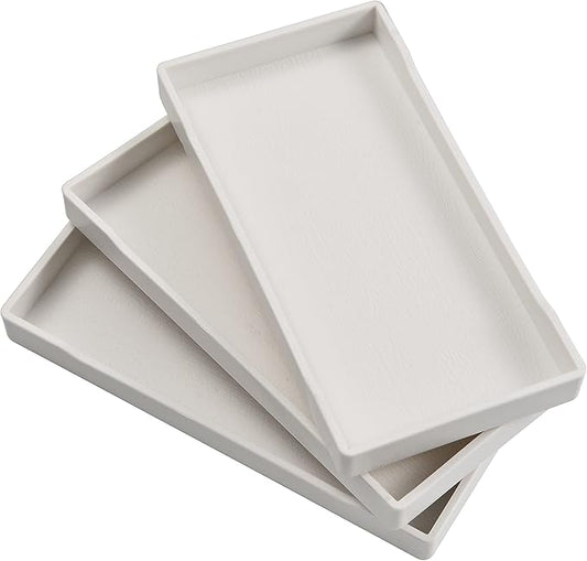 3 Packs White Mini Trays (8 inch x 4 inch) for Serving Accessory, Spa, Coffee, Drinks, Wine, Tea, Bar, Party, Towel, Seasoning, Perfume or Display Use.