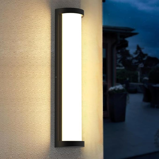 Sytmhoe 10%-100% Dimming Exterior Wall Lights,23.6in Dimmable LED Modern Patio Wall Light Fixture, Black Aluminum&Dual PC Wall Sconce Suitable for Garage Bathroom Room Courtyard House(3000K)