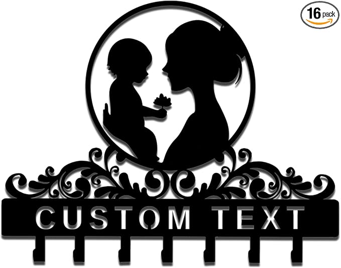 Personalized Key Holder Wall Mount,Custom Name Key Holder Wall Art,Mom and Kid Wall Decor,Gift for Mom Grandma,Mother's Day Gift