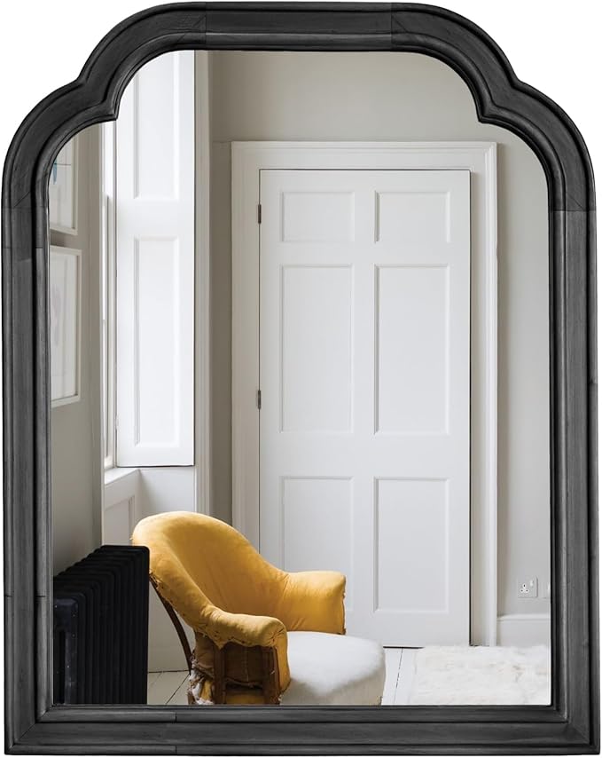 WallBeyond Wood Bathroom Mirrors for Wall Mounted, 16" x 20" Rustic Wood Frame Wall Mirrors Decorative for Living Room or Bedroom Vanity Mirror (Black)