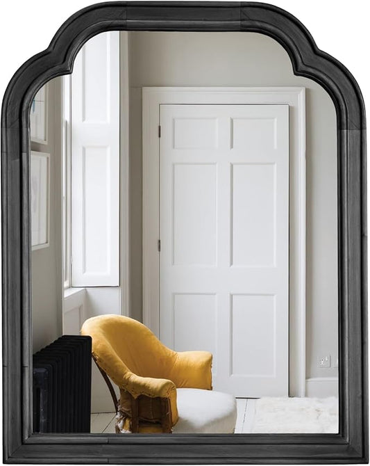 WallBeyond Wood Bathroom Mirrors for Wall Mounted, 16" x 20" Rustic Wood Frame Wall Mirrors Decorative for Living Room or Bedroom Vanity Mirror (Black)
