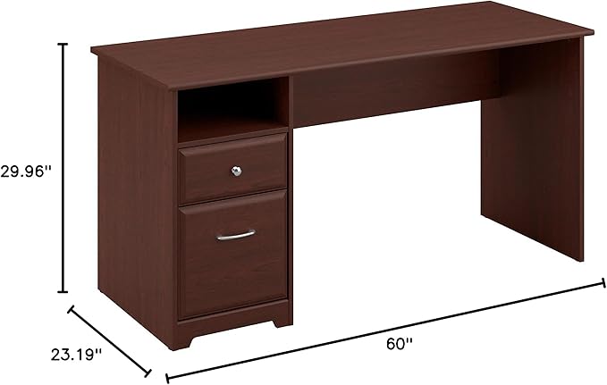 Bush Furniture Cabot 60W Computer Desk with Drawers in Harvest Cherry, Workstation and File Storage, Desktop with Organization Solutions for Home Office