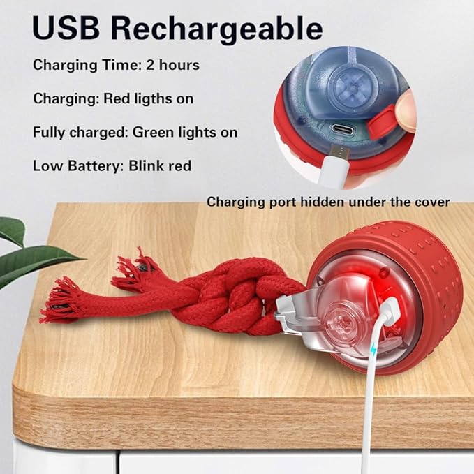 Interactive Dog Toys with Motion Activated, Squeaky Dog Toy Active Rolling Ball Wicked Ball for Daily Training, USB Rechargeable, Wicked Balls