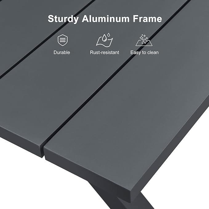 PURPLE LEAF Outdoor Dining Set All-Weather PE Rattan Patio Dining Furniture Set with All Aluminum Frame Rectangular Table and 6 Chairs Set for Lawn Garden Backyard Deck, Grey