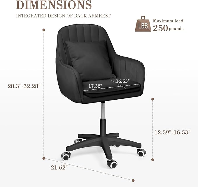 Cute Office Chair - Adjustable Task Chair, Modern & Comfortable, 360 Swivel, Mid Back, Suitable for Home Office & Living Room