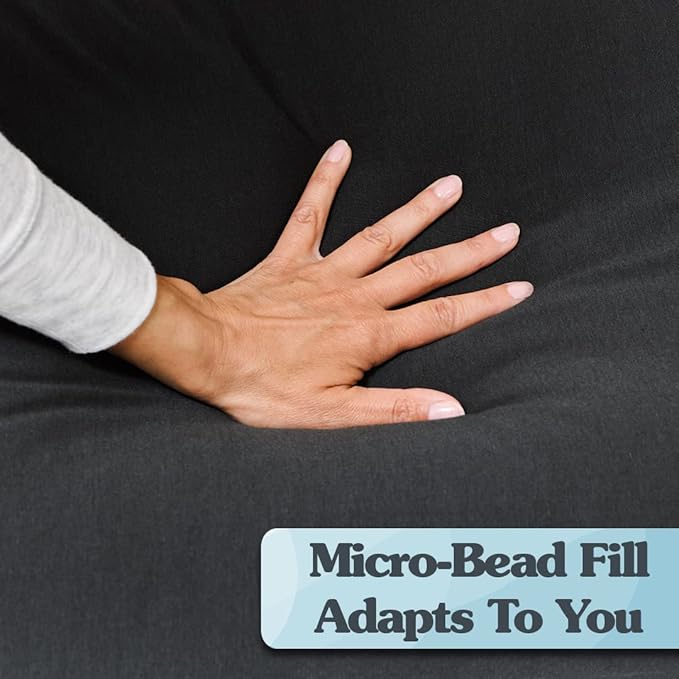 Yogibo Double Oversized Bean Bag Chair, Beanbag Bed with a Washable Outer Cover, Cozy Sofa for Gaming, Reading, and Relaxing, Filled with Soft Mini Beads, Dark Gray