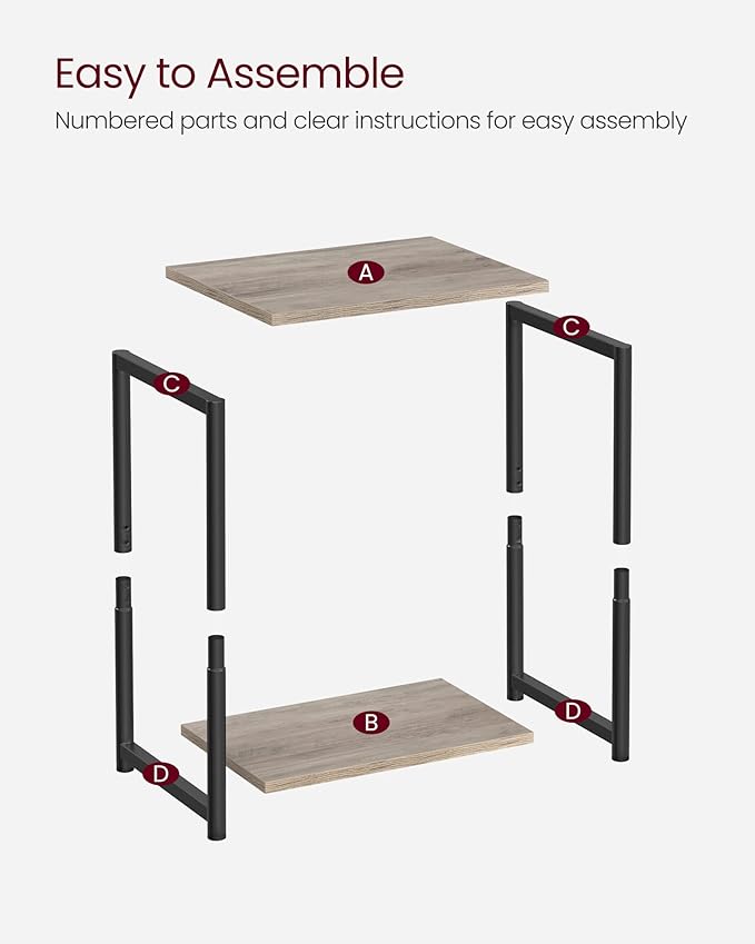 VASAGLE Side Tables Set of 2, Small End Table, Nightstand for Living Room, Bedroom, Office, Bathroom, Greige and Black ULET272B02