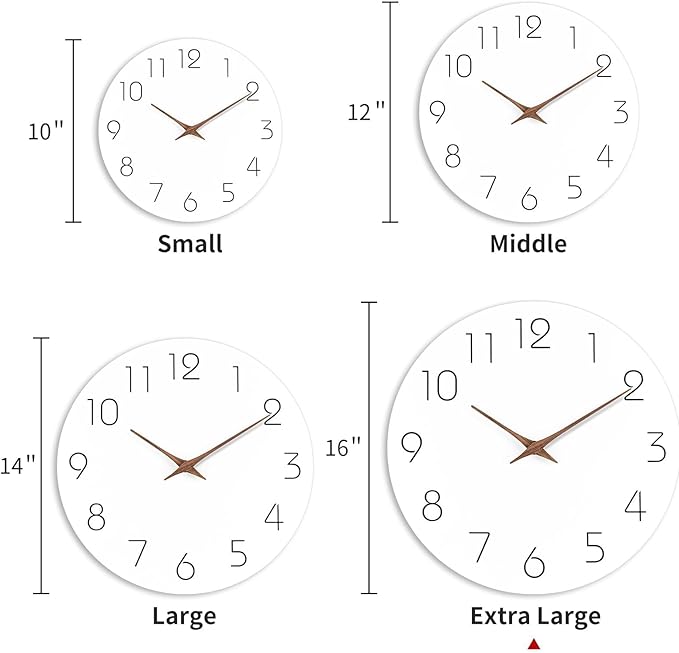 Mosewa Large Wall Clock Battery Operated 16 Inch White Silent Non Ticking Simple Minimalist Clock Decorative for Kitchen Home Bedroom Living Room Office
