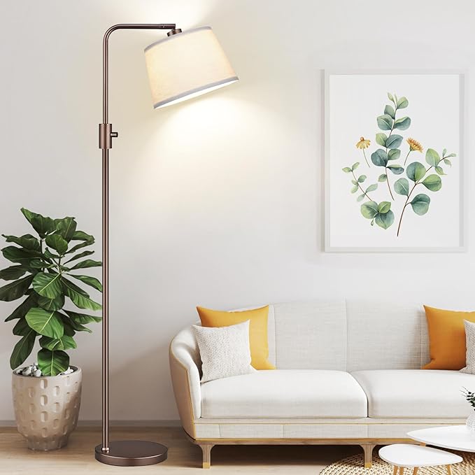 Nintiue [Upgraded] Dimmable Floor Lamp, 1000 Lumens LED Edison Bulb Included, Modern Arc Standing Tall Brown Floor Lamp for Living Room Bedroom Office Dining Room