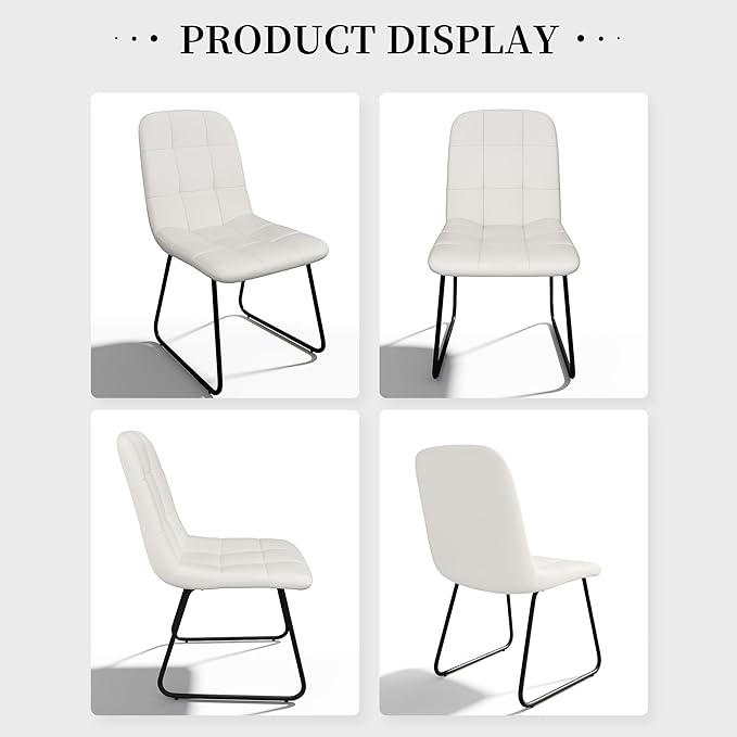 Dining Chairs Set of 2, Modern Kitchen Faux Leather Dining Room Chairs for Kitchen Living Dining Room (2 White)