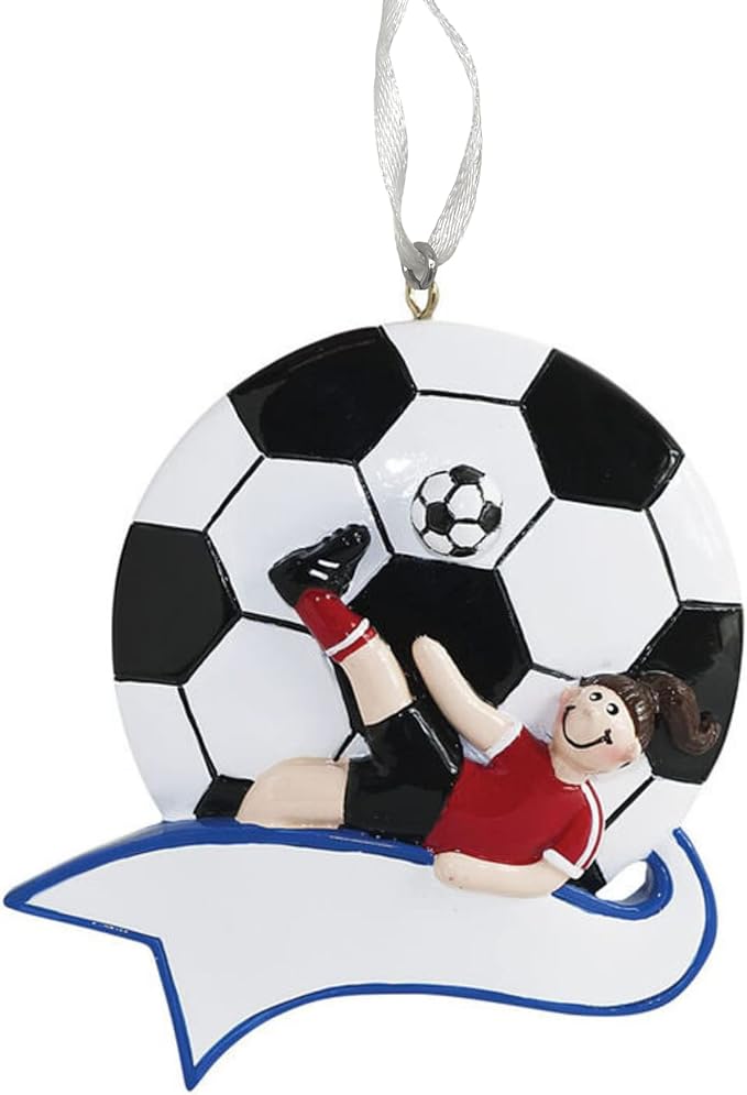 2025 Soccer Christmas Ornament – Personalized Soccer Ball Holiday Keepsake – Custom Soccer Ornament for Kids, Players & Fans – Unique Sports Decoration & Gift for Soccer Lovers (Soccer Kick Girl)