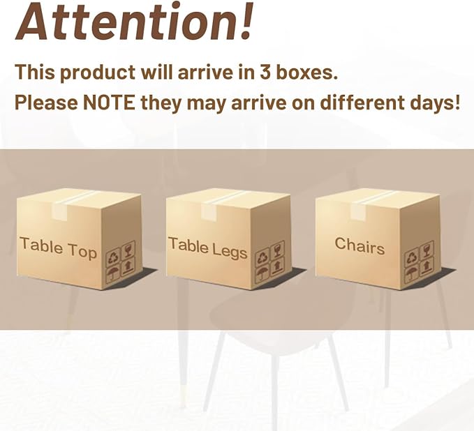 White Dining Table Set for 4, 62'' Dining Table Set for 4, Sintered Stone Dining Room Sets for 4, Easy to Assemble