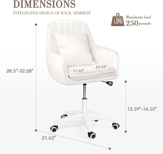 Cute Office Chair Home Computer Chairs Adjustable Task Chairs Modern Office Chair Makeup Chair 360° Swivel Computer Chair Mid Back Chair.
