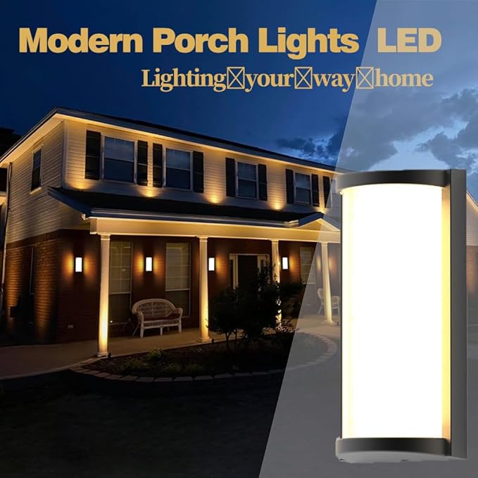 Sytmhoe Modern Exterior Wall Lights, 2Packs 3000k Outdoor Light Fixtures,LED Wall Mounted Lamps,Matte Black Porch&Patio Light for House,IP65 Waterproof for Garage Hallway Stairs Gardens(2packs)