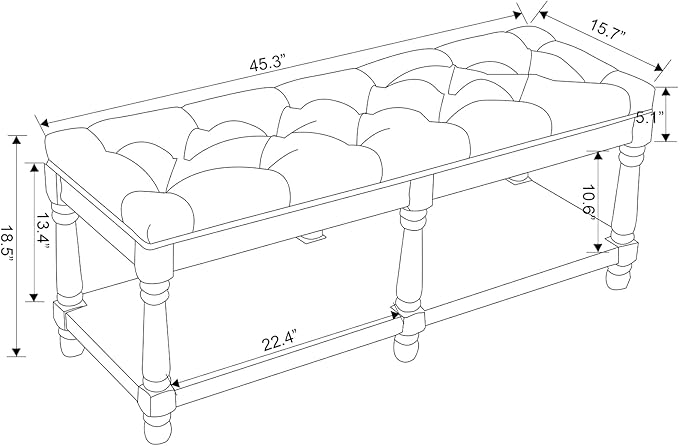 Kmax Storage Entryway Bench Tufted Shoe Rack Bench Wood Window Bench for Hallway Entrance Bedroom Corner, Beige