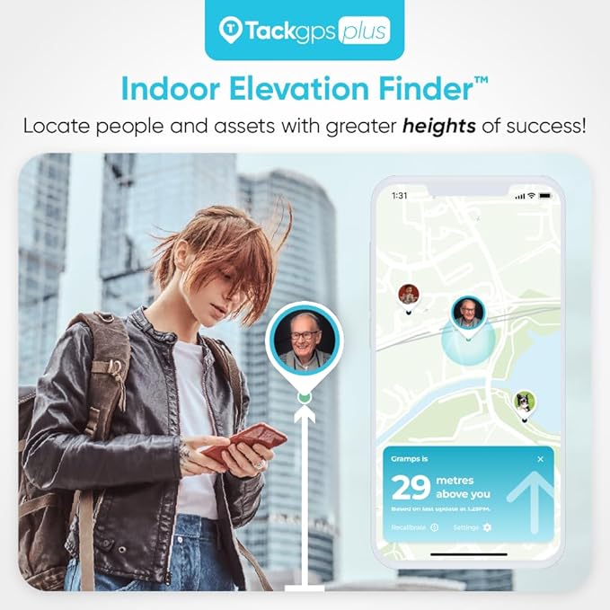 Tack GPS Plus Care Bundle with Lowest Monthly fee + 30 Days Battery Life. Fall Detection + SOS Alerts + Indoor Elevation Finder - for Kids, Elderly, Autism, Alzheimer, Dementia, Special Needs