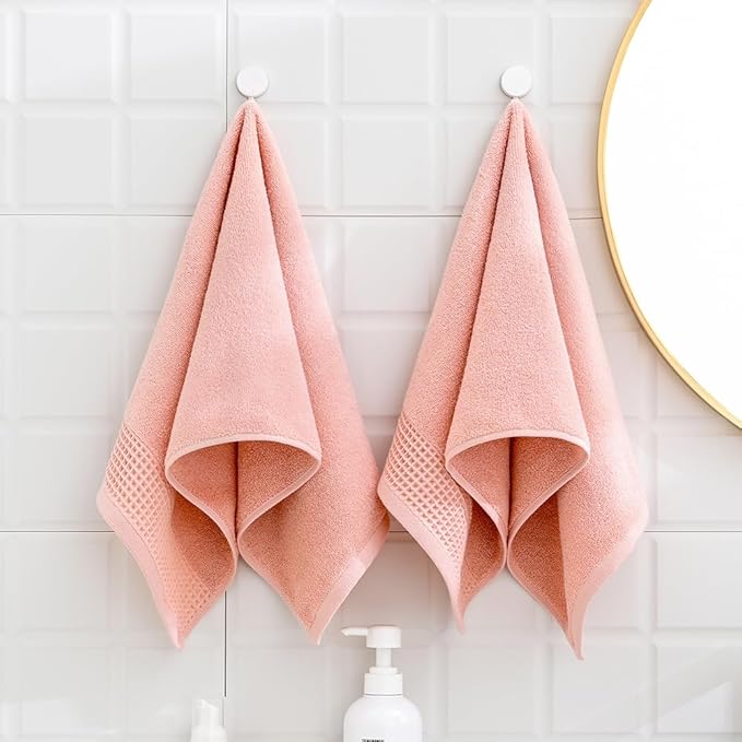 sense gnosis Pink Hand Towels Set of 2 Soft 100% Cotton Waffle Pattern Decorative Highly Absorbent Hotel Bathroom Hand Towel 13x29 Inch