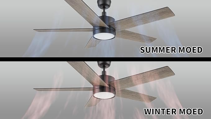 CEME 52 Inch Flush Mount Ceiling Fan with Lights, 3 Light Colors Dimmable Ceiling Fan Low Profile, Reversible 10 Speeds DC Motor, Black