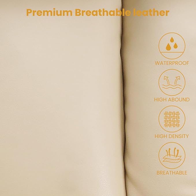 PARKOL Dual Motor Power Lift Recliner Chair for Elderly, 180-Degree Infinite Position Lay Flat Leather Recliner Chairs, with Massage and Heating, USB & Type-C Port and Remote (Beige, Medium)