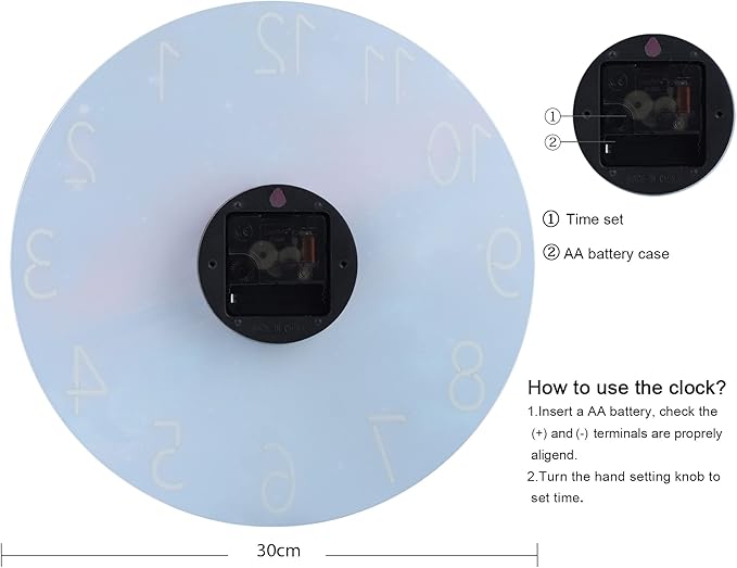Lafocuse 12 Inch Silent Purple Wall Clocks Battery Operated for Bedroom, Cool Space Galaxy Analog Clock for Living Room Decor, Glass