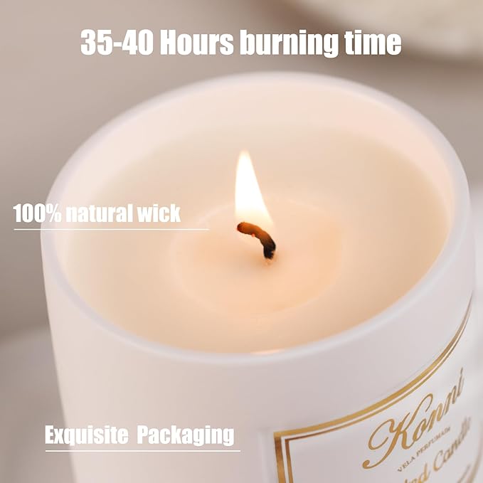 Scented Candle, 9oz Soy Candles, Pine and Cypress Scented White Candles for Women & Men, Long-Lasting Aromatherapy Jar Candle Wax for Home, Bathroom, Non Toxic Candle Gift (Ceramic Cube Cup)