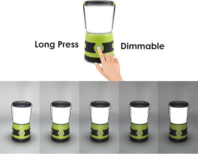 LED Camping lamp Super Bright 1500 lumens 4 Light Modes Dimmable searchlight Battery-Powered Emergency lamp Suitable for Night Hiking Tent Lighting Emergencies Power outages (Green X2)