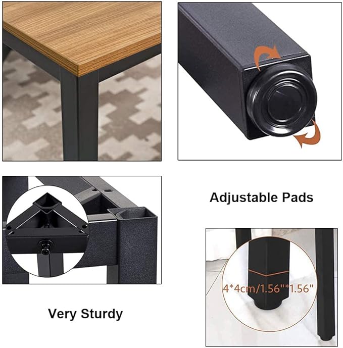 BIBOC 24X48 inches Computer Desk/Dining Table, Office Desk, Composite Wood Board Sturdy Writing Workstation for Home Office Walnut and Black Legs