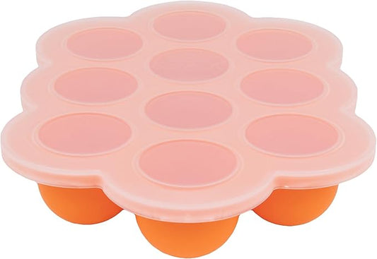 WeeSprout Silicone Freezer Tray with Clip on Lid Perfect Food Storage Container for Homemade Baby Food, Vegetable, Fruit Purees, and Breast Milk (Bright Orange, Ten 1.5 Ounce Sections)