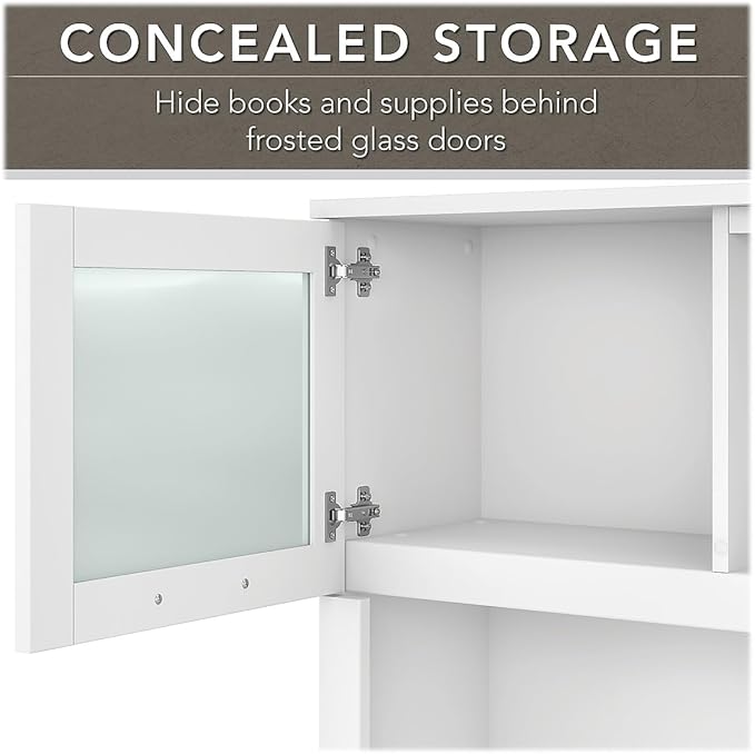 Bush Furniture Somerset 60W L Shaped Desk with Hutch in White