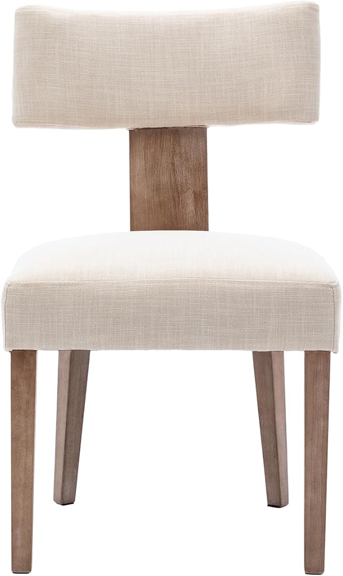 Dining Chairs Set of 2, Upholstered Kitchen Chairs with Mid Back, Modern Recycled Polyester Dining Room Chairs Modern Wood Chairs for Living Room/Home Office/Reception