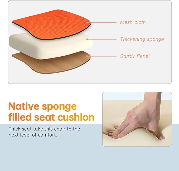 Mesh Office Chair Desk Chair Computer Chair with Lumbar Support Armrest Rolling Swivel Adjustable Ergonomic Task Chair for Adults(Orange)