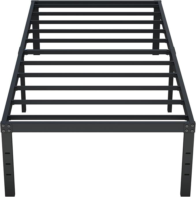 Twin Bed Frames No Box Spring Needed, 16 Inch Heavy Duty Metal Bed Frame Twin Support Up to 2500 lbs, Easy Assembly, Noise Free, Black