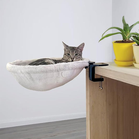 | Pink Replacement Fabric for Cat Desk Bed - Soft Faux Fur Fabric, Steel Frame | Cat perch for indoor cats | Perfect Hammock for your desk | Supports up to 50lbs | Pet couch | Elevated pet bed