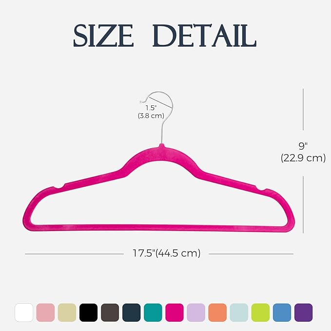 HOUSE DAY Rosy Red Velvet Hangers 60 Pack, Non Slip Clothes Felt Hanger Heavy Duty for Coat, Premium Slim Space Saving Suit Hangers for Closet Organizer, 360° Rotating Silver Hook