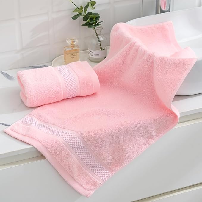 sense gnosis Pink Hand Towel Set of 2 Super Soft 100% Cotton Absorbent Plush Bath Hand Towels for Bathroom Home Decorative 13 X 29 Inches