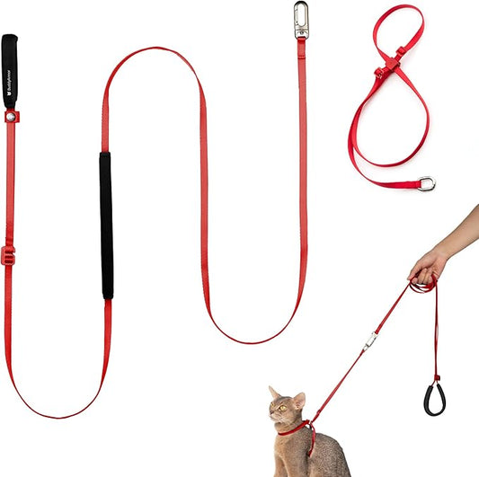 Cat Harness and Leash Set, Lightweight Escape Proof Cat Harness Leash with Padded Handle, Adjustable Cat Leash and Harness for Kitten Small Large Cats Walking Training (Vivid Red, M)
