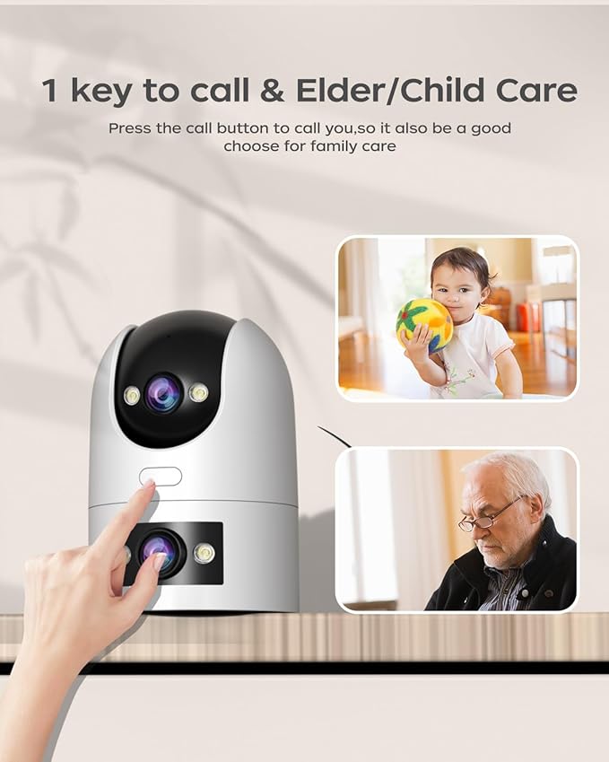 JOOAN Dual Lens Security Camera 2Kx2 5G 2.4G Dual WiFi 360°View,IP66 Waterproof Color Night 24/7 Recording,Auto Tracking Pet Cam Elder/Child Care Home Surveillance,Cloud/Card Storage