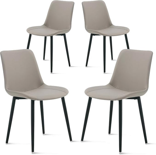 Leather Dining Chairs Set of 4, Mid Century Modern Faux Leather Kitchen & Dining Room Chairs, Comfortable Dinner Chair Kitchen Chairs for Restaurant Living Room, Cafe, Home (4, Young Colt)