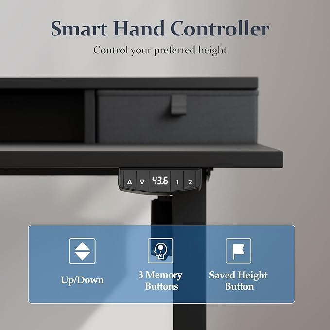 Klicelor 63 Inch Electric Standing Desk with Drawers, Adjustable Height Small Sit Stand Desk for Home Office, Compact Computer Workstation with Storage– Black