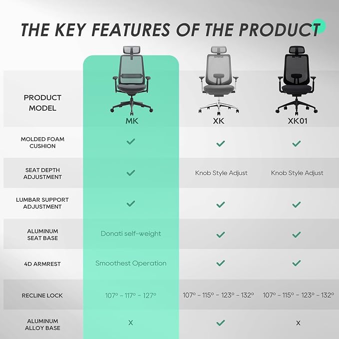 COLAMY Ergonomic Office Chair, High Back Computer Executive Desk Chair with Lumbar Support, Adjustable Headrest and 4D Arms, Slide Seat-BlackGrey