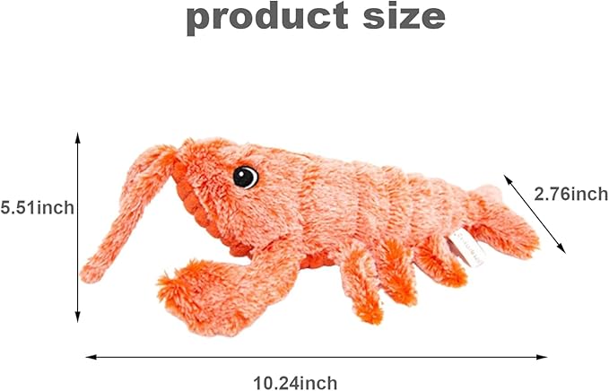 Floppy Lobster Dog Toys, Plush Jumpinp Lobster Cat Interactive Toys, USB Charging Pet Interactive Toys, Soft & Washable Cute Pet Toys, Flopping Lobster Toy for Cats & Small Dogs
