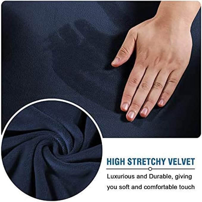 Velvet Plush Stretchable Office Computer Chair Cover - Cat Proof Protector for Ergonomic Office Desk Chair with Wheels and Armrest, Fits High Back Wide Mesh Executive Chairs, Navy Blue, XL