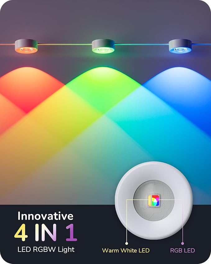 EDISHINE 60ft Permanent Outdoor Eave Lights for House, 40 Individually Controlled LED Christmas Light, IP67 Smart RGB+IC+Warm/Cool White Holiday Light, 50 Scene Modes, Work with Alexa Google Assistant