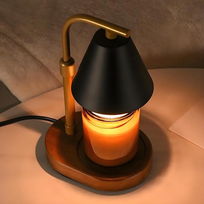 SOKCVSEA Candle Warmer Lamp - Candle Warmer with Diamond Height Adjustable, Birthday Gifts for Women Mom Gifts, House Warming Gifts New Home Decor, Wax Melt with 2 Bulb BlackGold